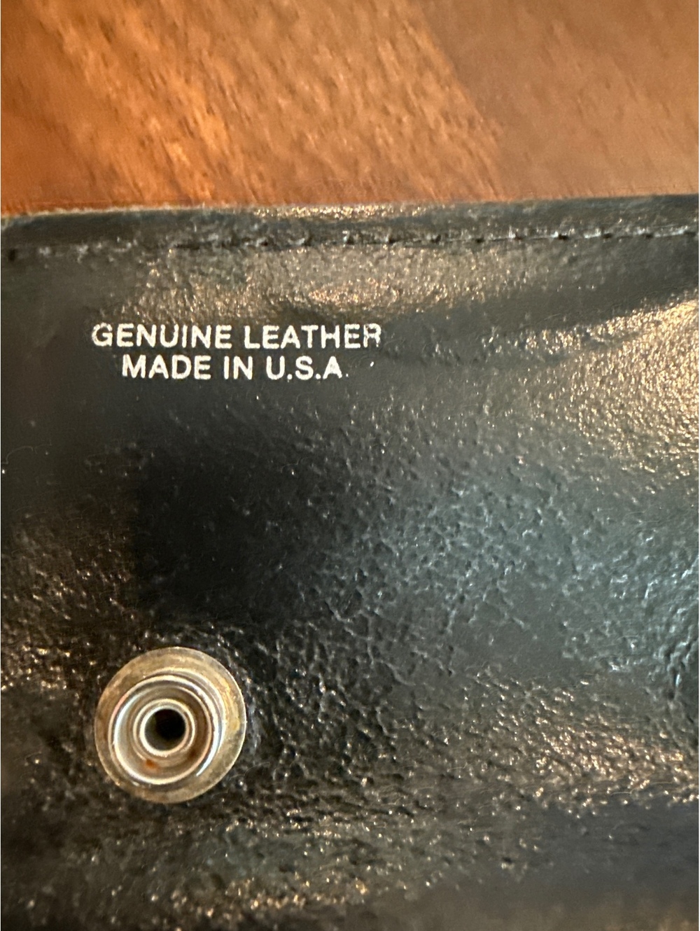 Vintage Genuine Leather Black Trifold Wallet Made in U.S.A.